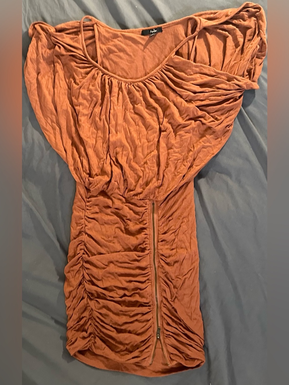 Papaya Burnt Orange Knit Fitted Dress